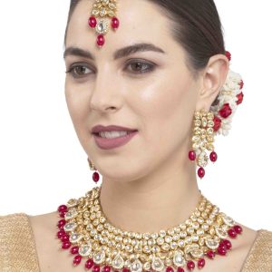 Gold Stone Work Necklace Set