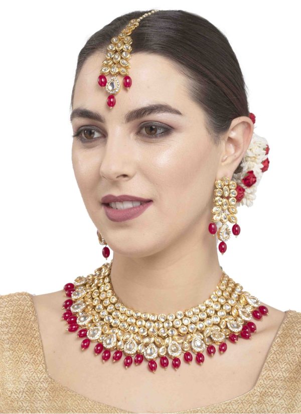 Gold Stone Work Necklace Set