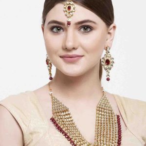 Gold Stone Work Necklace Set