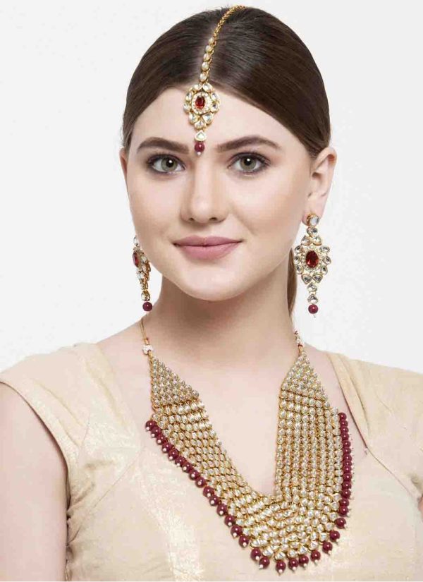 Gold Stone Work Necklace Set