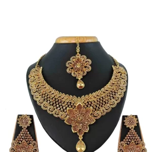 Gold Stone Work Necklace Set