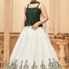 Green and White Georgette Embroidered Work Lehenga Choli for Ceremonial