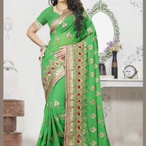 Green Ceremonial Designer Saree