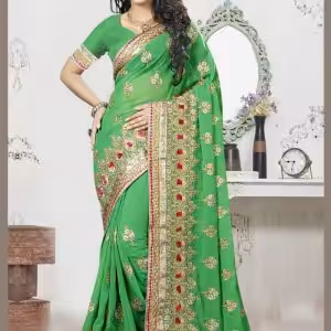 Green Ceremonial Designer Saree