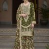 Green Chinon Embroidered Work Salwar Suit for Women