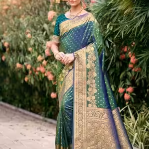 Green Silk Contemporary Saree with Weaving Work