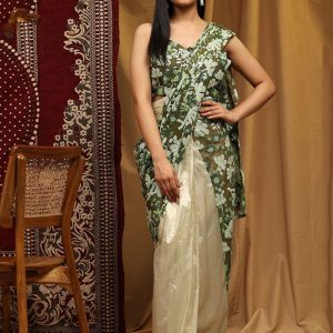Green Silk Designer Saree with Embroidered and Sequins Work for Ceremonial