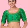 Green Silk Embroidered Work Blouse for Ceremonial