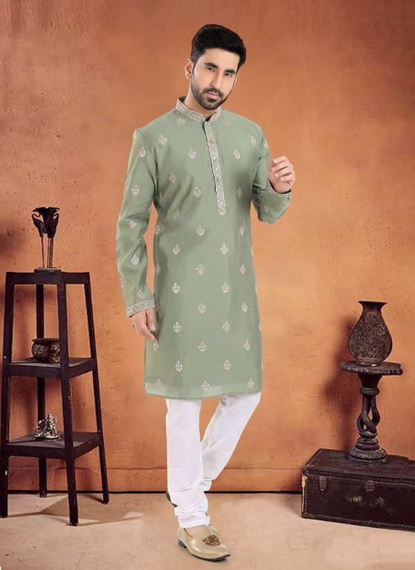 Green Silk Kurta Pyjama