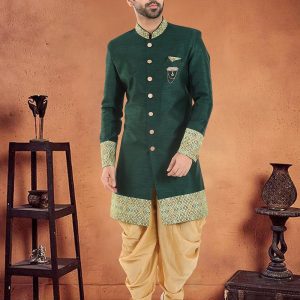 Green Silk Sherwani Mens Wear