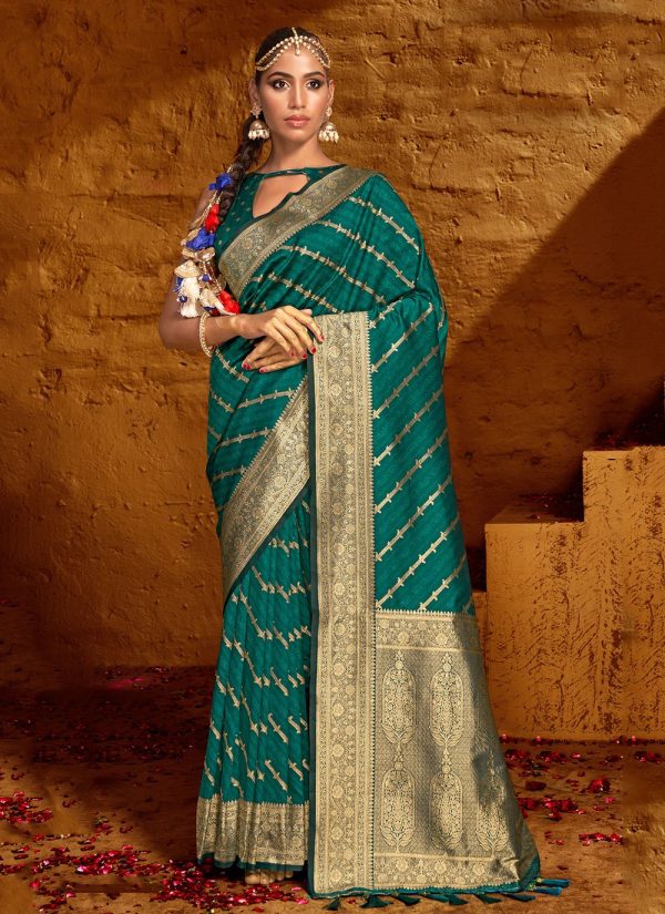 Green Silk Woven Work Classic Sari for Ceremonial