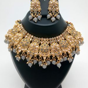 Grey Kundan Necklace Set