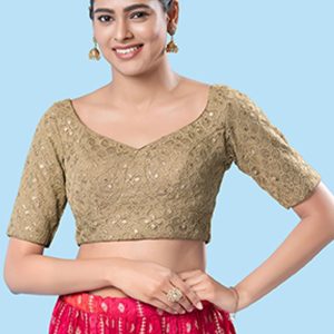 Grey Silk Blouse with Embroidered Work