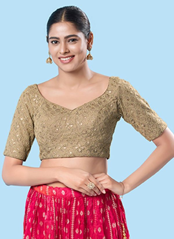 Grey Silk Blouse with Embroidered Work