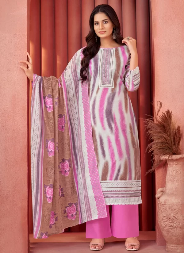 Magenta Print Work Cotton Salwar Suit