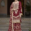 Maroon Chinon Salwar Suit
