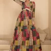 Multi Colour Georgette Gown with Embroidered, Sequins and Thread Work