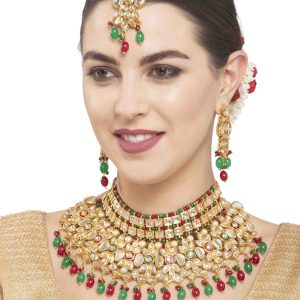 Necklace Set Stone Work in Gold