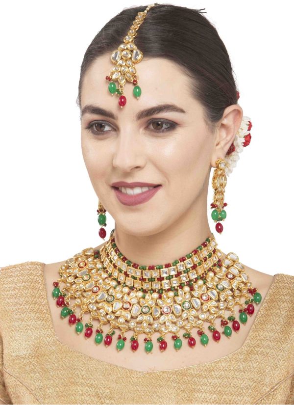Necklace Set Stone Work in Gold