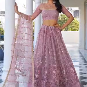 Net Lehenga Choli In Pink