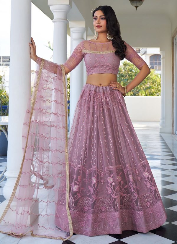 Net Lehenga Choli In Pink