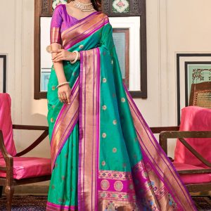 Orphic Rama Paithni Trendy Saree with Woven Work