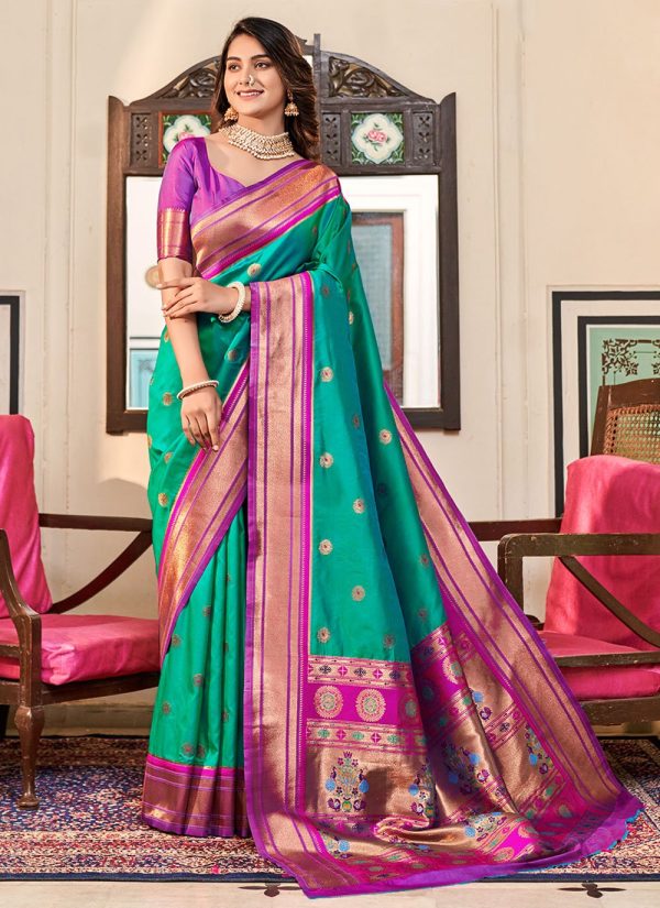 Orphic Rama Paithni Trendy Saree with Woven Work