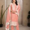 Peach Organza Hand and Woven Work Salwar Suit