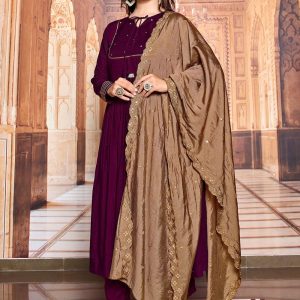 Picturesque Purple Art Silk Salwar Suit