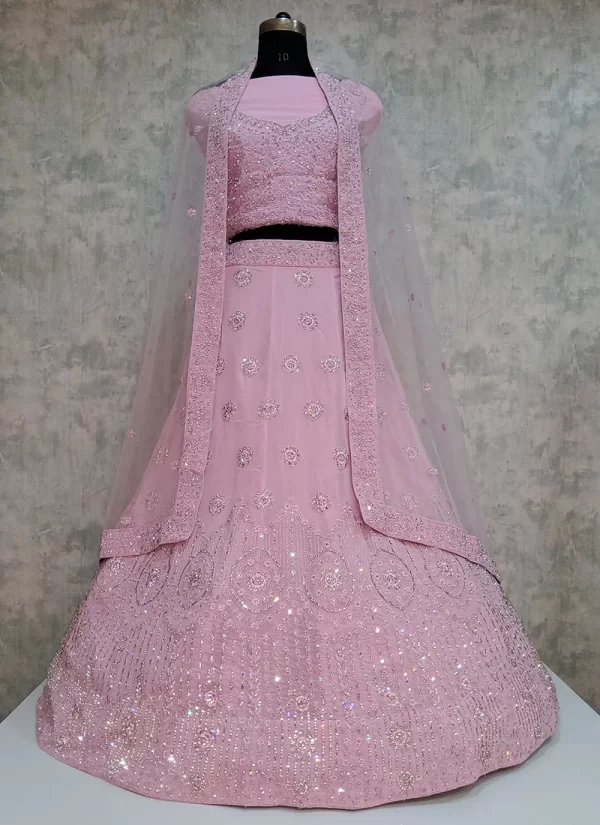 Pink Georgette Lehenga Choli