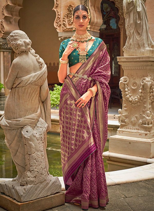 Pink Jacquard and Weaving Work Banarasi Silk Trendy Saree