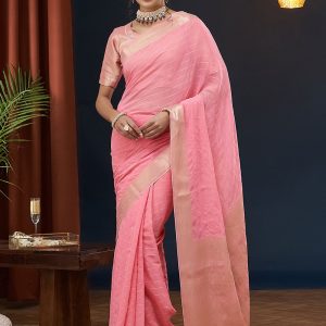 Pink Pure Georgette Contemporary Saree with Zari Work for Women
