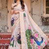 Pink Silk Digital Print Work Casual Saree for Women