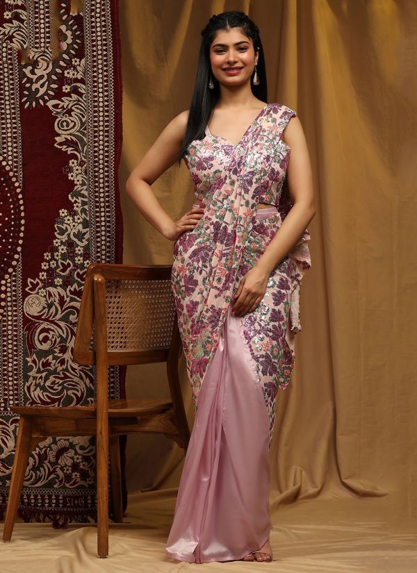 Pink Silk Trendy Saree