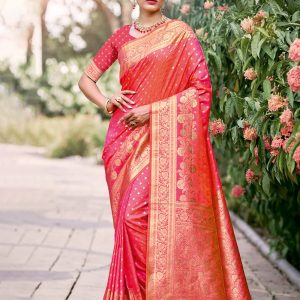 Pink Weaving Work Silk Trendy Saree