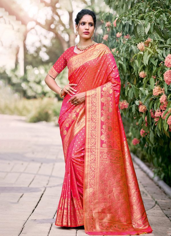 Pink Weaving Work Silk Trendy Saree