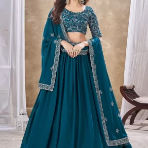 Plain Work Faux Georgette Lehenga Choli In Morpeach