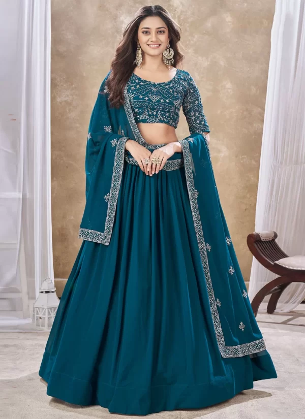 Plain Work Faux Georgette Lehenga Choli In Morpeach