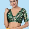 Print Work Brocade Designer Blouse In Green
