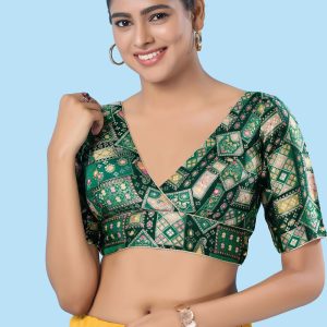 Print Work Brocade Designer Blouse In Green