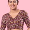 Print Work Cotton Blouse In Maroon