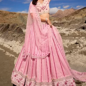 Pure Georgette Lehenga Choli In Pink