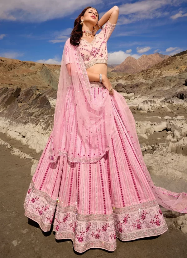 Pure Georgette Lehenga Choli In Pink