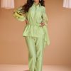 Pure Silk Party Wear Kurti In Green