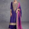 Purple Chinon Embroidered Work Salwar Suit for Ceremonial