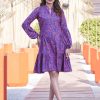Purple Lycra Floral Patch Work Party Wear Kurti for Ceremonial
