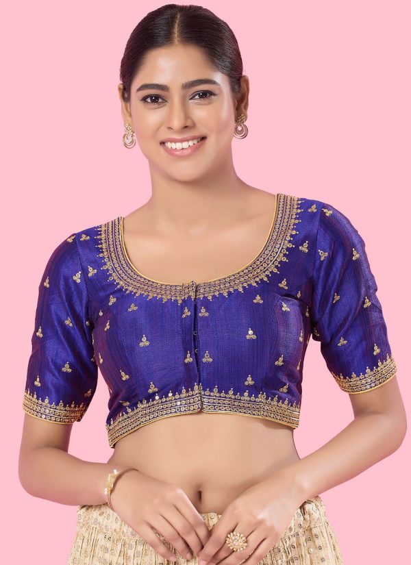Purple Silk Designer Blouse with Embroidered Work for Ceremonial