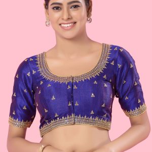 Purple Silk Designer Blouse with Embroidered Work for Ceremonial