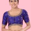 Purple Silk Designer Blouse with Embroidered Work for Ceremonial