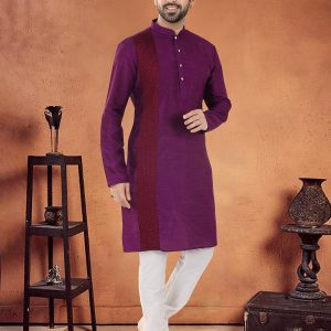 Purple Silk Kurta Pyjama